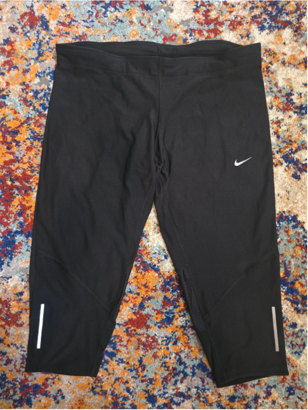 Nike Dri-FIT Essential Tech Running Capri Tights Black Reflective Size XL